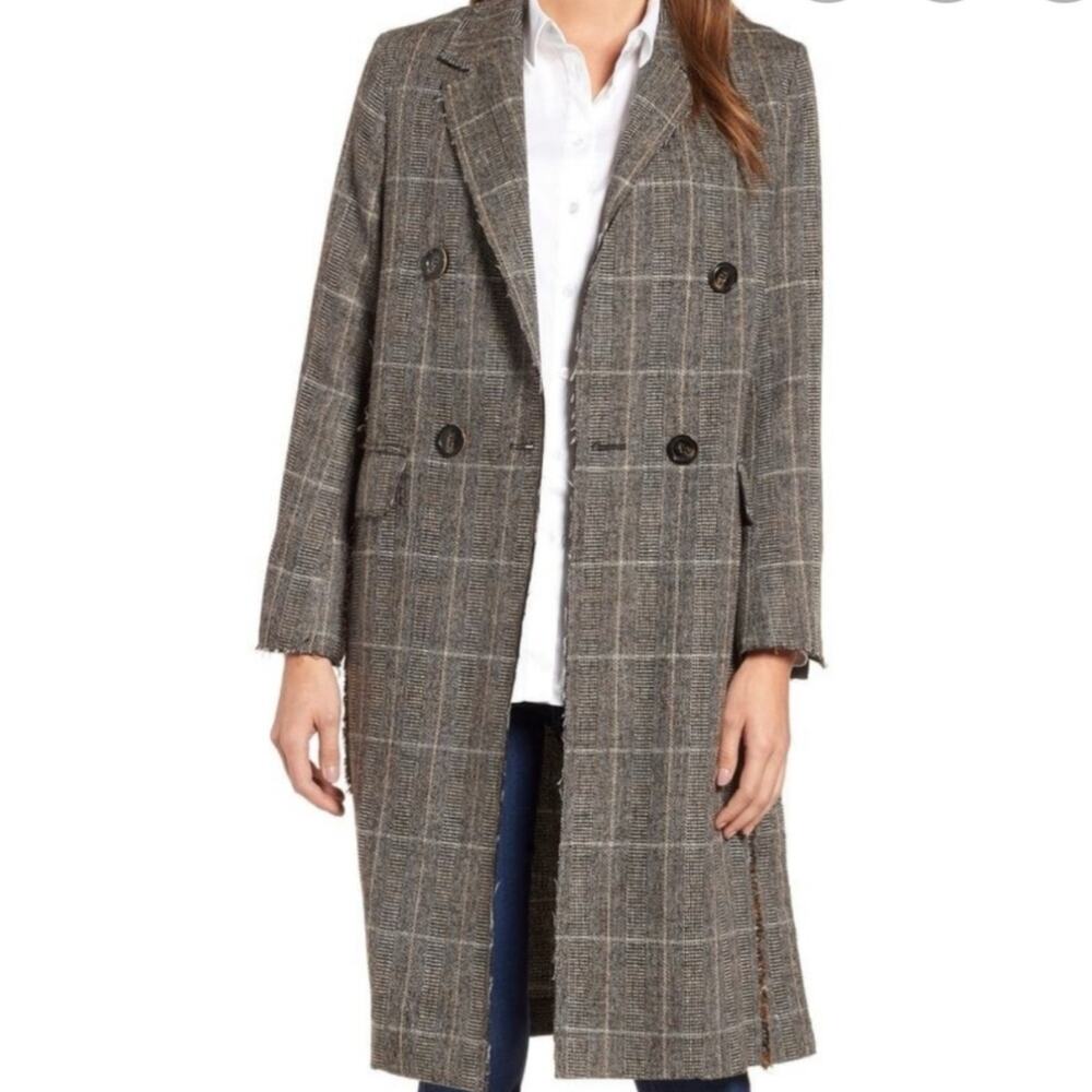 Sosken Studio x Marisa Minicucci Brown Tweed Plaid Deconstructed Coat XS